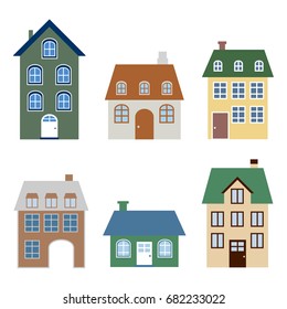 exterior old house isolated vector set on white background