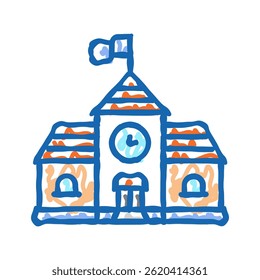 exterior escola edifício ícone doodle esboço vetor. exterior escola edifício sinal. ilustração símbolo isolado