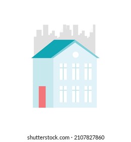 Außen Vektorgrafik Vorderansicht von Häusern mit Dach. Modernes Stadthaus, Urbane Residenz, Startseite mit Türen und Fenstern, Kleines Haus, Wohnung zur Illustration.