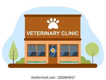 Exterior veterinary clinic concept vector illustration. Pet care center. 