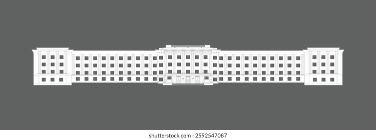 Exterior view of the building. Vector