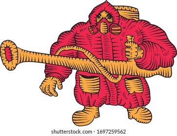 Exterminator. Coronavirus and pandemic. Vector illustration on white background