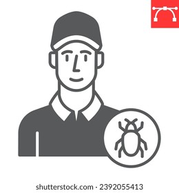 Exterminator glyph icon, person and worker, pest control man icon vector icon, vector graphics, editable stroke solid sign, eps 10.