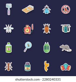 Exterminator icons set stikers collection vector with shadow on purple background