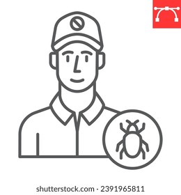 Exterminator line icon, person and worker, pest control man icon vector icon, vector graphics, editable stroke outline sign, eps 10.
