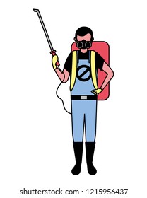 exterminator man labor on white background