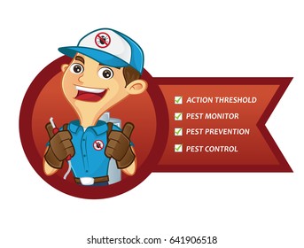 Exterminator services list isolated in white background