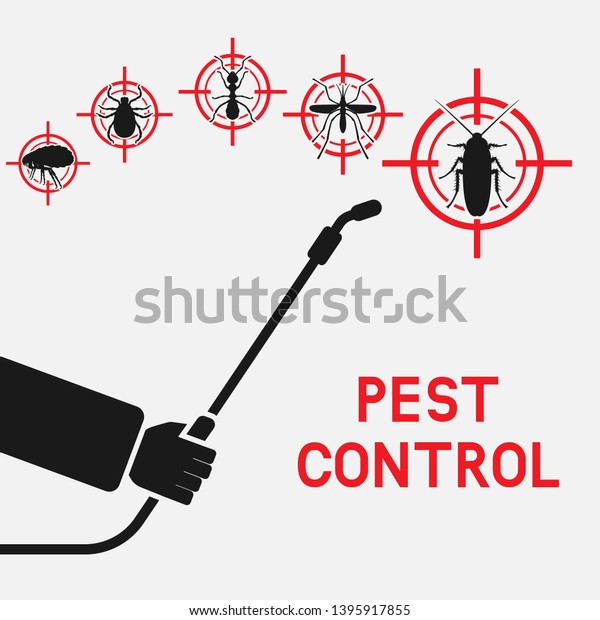 Vector De Stock Libre De Regalias Sobre Exterminador Con Pulverizador Contra Cucarachas Mosquitos