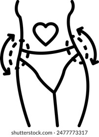 external Abdominal oblique muscles fat removing concept, vector icon design, Cosmetology or Cosmetologist Symbol,esthetic beauty outline Sign, Beauty treatment illustration