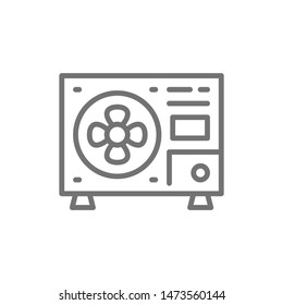External air conditioning unit, residential outdoor unit line icon.