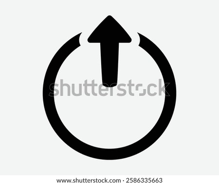 External Arrow Round Circle Exit Up North Straight Ahead Point Path Arrowhead Shutdown On Off Black White Icon Sign Symbol Graphic Illustration Vector