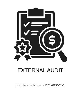 Ilustración vectorial de glifo de icono de auditoría externa