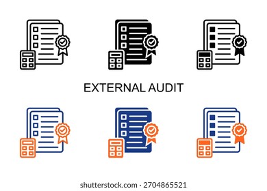 Ilustração de Vetor de Vários Estilos de Ícone de Auditoria Externa