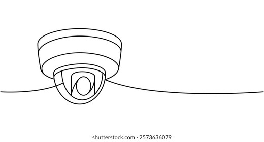 External CCTV camera one line continuous drawing. Security surveillance system. Vector illustration