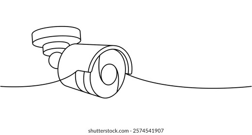 External CCTV camera one line continuous drawing. Video surveillance. Vector illustration