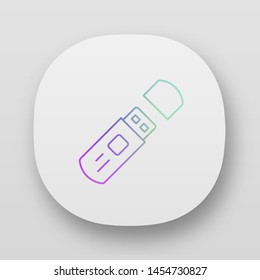 External data storage, USB flash drive app icon. UI/UX user interface. Web or mobile application. Portable electronic device vector isolated illustration. Wireless computer technology, PC accessory