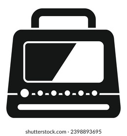 External defibrillator icon simple vector. First treatment. Device cross life