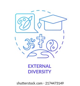 External Diversity Blue Gradient Concept Icon. Workplace Diversity Categorization Abstract Idea Thin Line Illustration. Person Identity. Isolated Outline Drawing. Myriad Pro-Bold Font Used