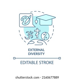 External diversity turquoise concept icon. Workplace diversity category abstract idea thin line illustration. Isolated outline drawing. Editable stroke. Arial, Myriad Pro-Bold fonts used