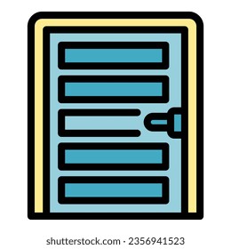Vector de contorno de icono de puerta externa. Muro de la casa. Plano de color de oficina