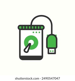 icono de unidad externa, gadget de tema de icono de glifo aislado