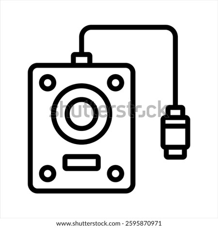 External Drive Vector Lineal Icon On White Background.