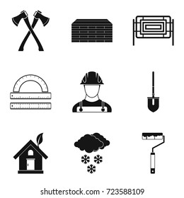 External finishing icons set. Simple set of 9 external finishing vector icons for web isolated on white background