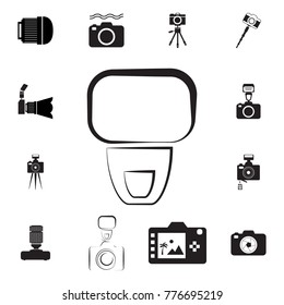 External flash for camera logo icon. Set of Photo elements icon. Photo camera quality graphic design collection icons for websites, web design, mobile app on white abckground