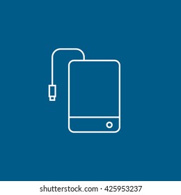 External Hard Disc Drive Line Icon On Blue Background