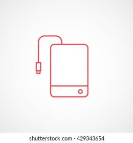External Hard Disc Drive Red Icon On White Background