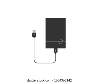 Symbol für externe Festplatte. Vektorillustration, Flachdesign.