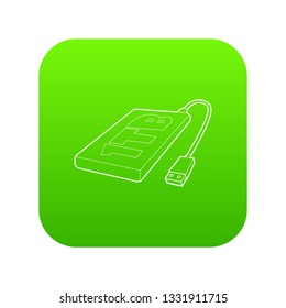 External hard drive 1tb icon green vector isolated on white background