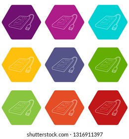 External hard drive 1tb icons 9 set coloful isolated on white for web