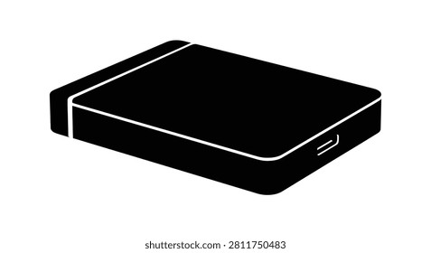 External hard drive black silhouette on a white background