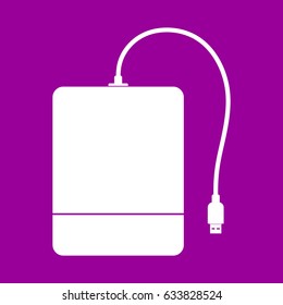 External hard drive flat icon. HDD. Vector.