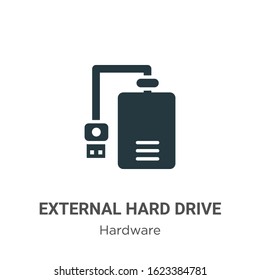 External hard drive glyph icon vector on white background. Flat vector external hard drive icon symbol sign from modern hardware collection for mobile concept and web apps design.
