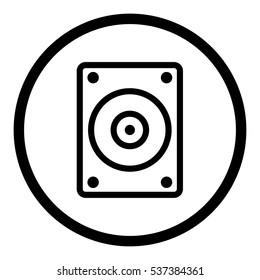 External hard drive icon in circle on white background