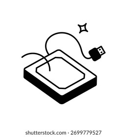 Icono de disco duro externo limpio y Ilustración vectorial moderna