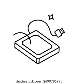 Icono de disco duro externo limpio y Ilustración vectorial moderna