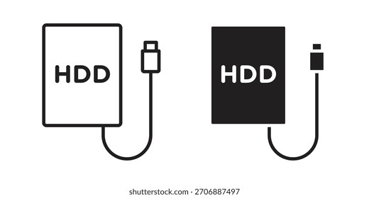 Coleção de ícones externos do disco rígido. ícones simples modernos para a Web
