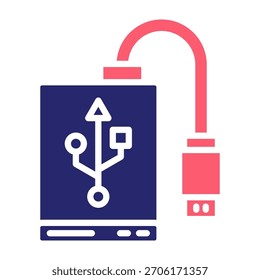 Icono de disco duro externo Color Relleno Estilo Ilustración vectorial