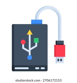 Icono de disco duro externo Ilustración vectorial de estilo plano