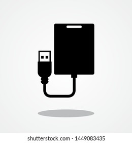 External Hard Drive Icon with Gray Shadow
