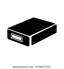 External hard drive icon silhouette vector illustration isolated