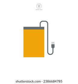 Icono de disco duro externo ilustración vectorial aislada en fondo blanco
