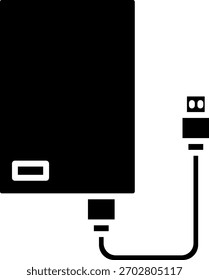 Icono de disco duro externo con cable USB