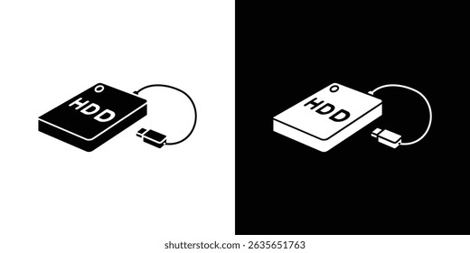 External hard drive icon Vector in flat style. Collection silhouettes