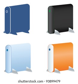 External hard drive icons set