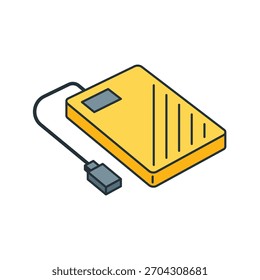 External hard drive illustration. data storage device scene.
