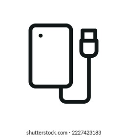 External hard drive isolated icon, external hard disk outline vector icon with editable stroke